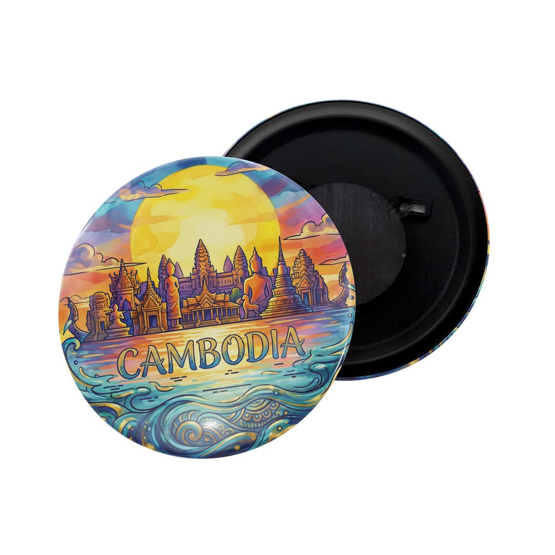 dhcrafts Fridge Magnet White Color Cambodia Glossy Finish Design Pack of 1